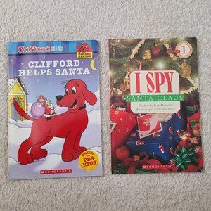 5/$20 Clifford Helps Santa and I Spy Santa Claus Two Book Bundle